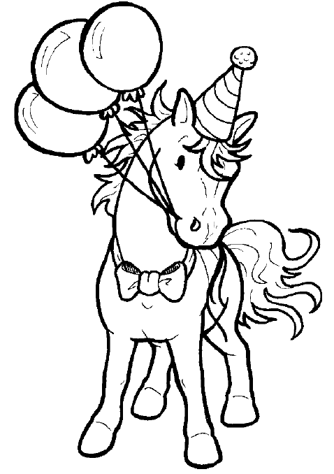 coloriage cheval et ses ballons